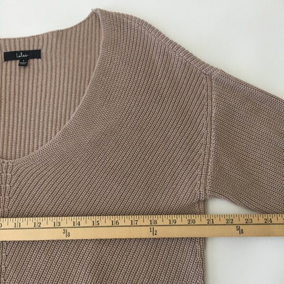 Lulus V Neck Sweater Womens Small Taupe Dolman Sleeves - Picture 4 of 11